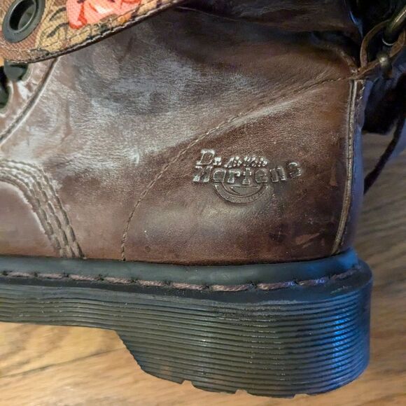 Dr. Martens Floral Combat Boots Vintage Leather Lace-up Ankle‎ Boots UK 4 - Picture 10 of 16